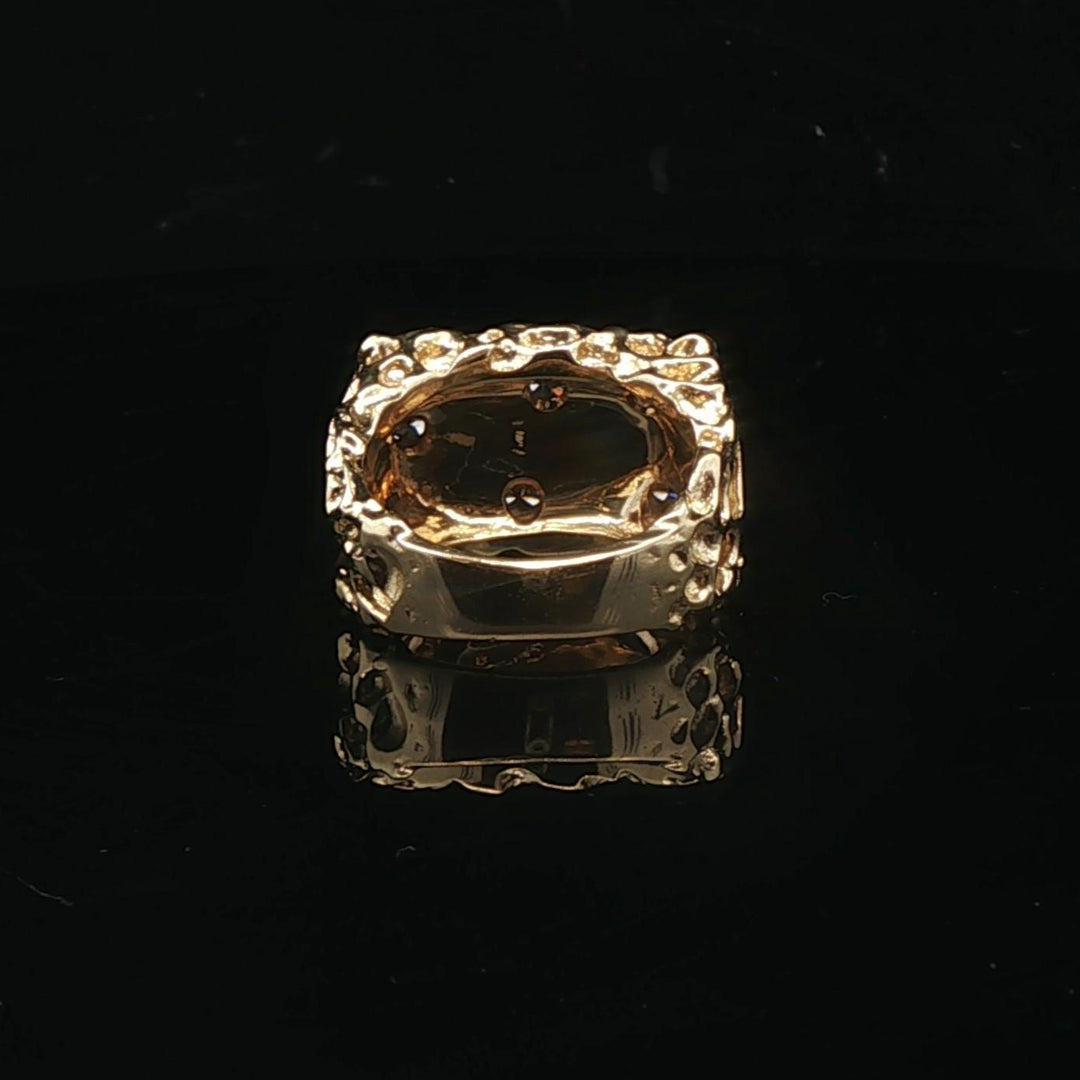 14k Yellow Gold and 0.50cttw Diamond 13.6g Heavy Nugget Ring Size 6