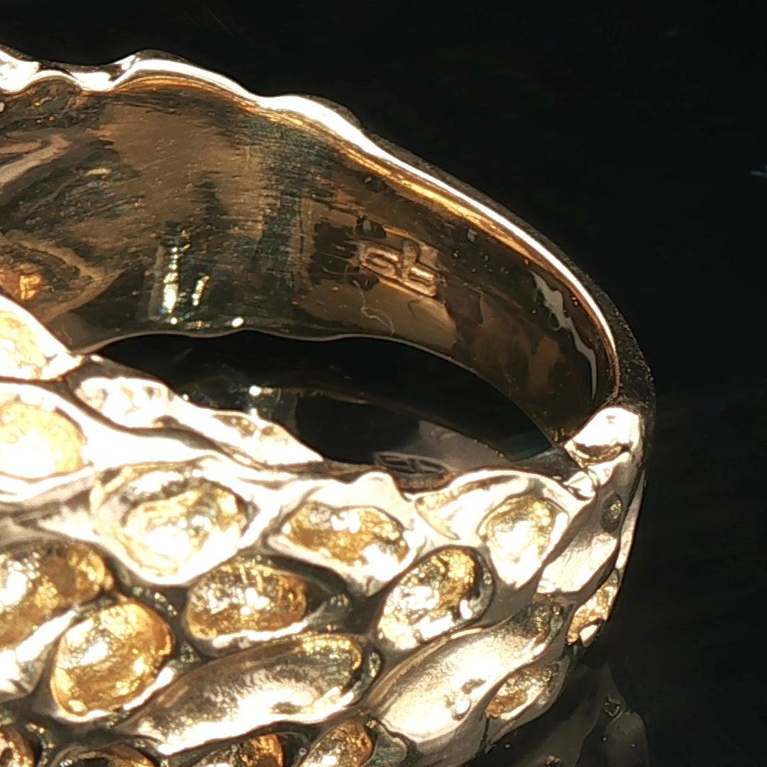 14k Yellow Gold and 0.50cttw Diamond 13.6g Heavy Nugget Ring Size 6