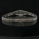 14k White Gold and Diamond Vintage Intricate Filigree Bracelet 7.25"