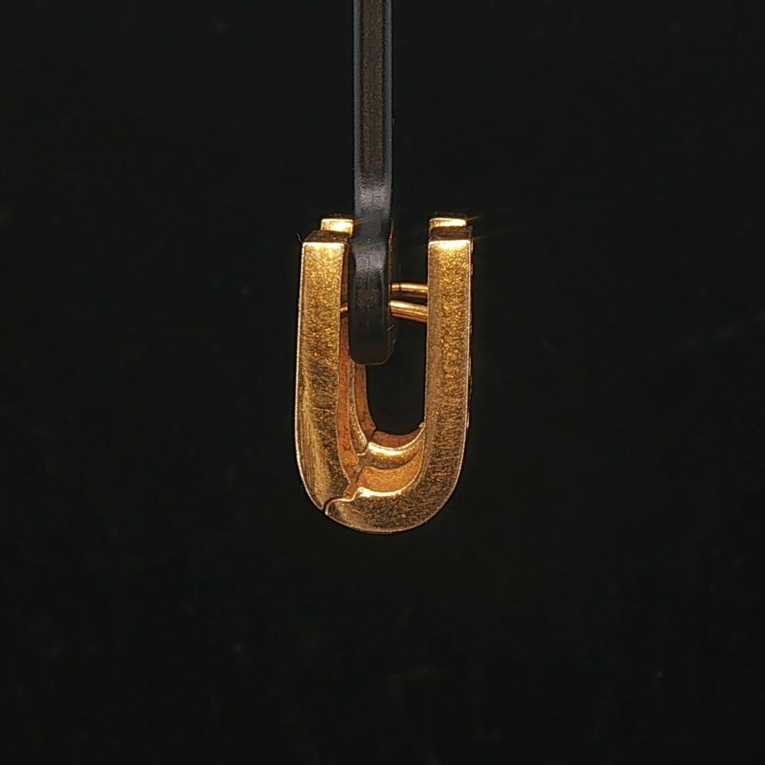 14k Yellow Gold and Diamond Solid Vintage Greek Key Huggie Earrings