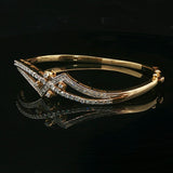 10k Yellow Gold and 1.25cttw Diamond Vintage Bangle Bracelet 6.5"