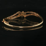 10k Yellow Gold and 1.25cttw Diamond Vintage Bangle Bracelet 6.5"