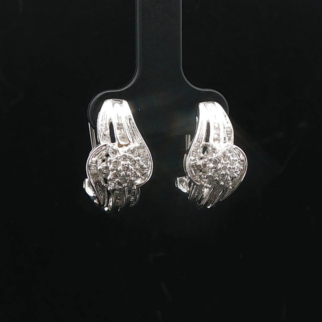 10k White Gold and 0.40cttw Diamond Ladies Huggie Earrings
