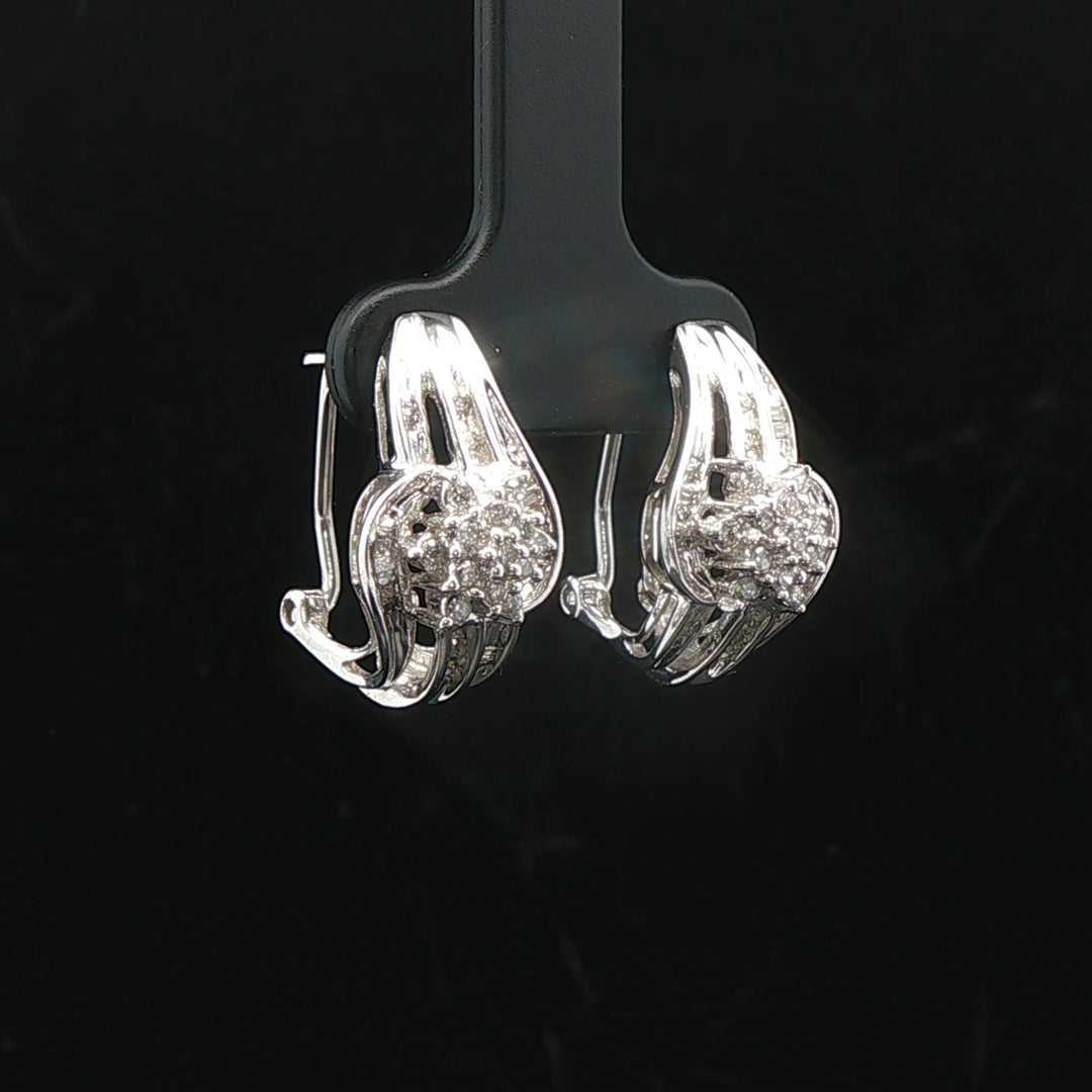 10k White Gold and 0.40cttw Diamond Ladies Huggie Earrings