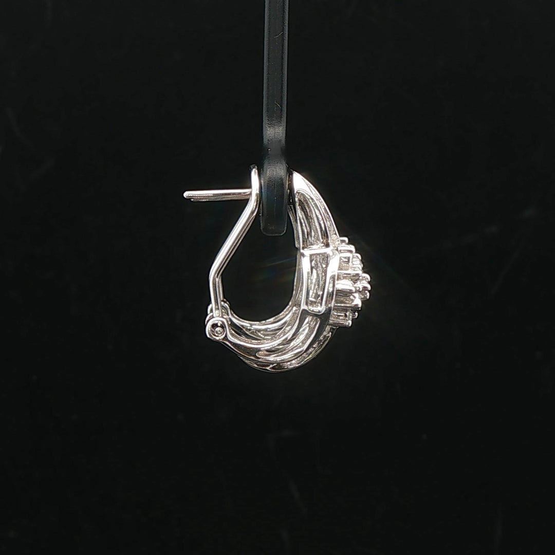 10k White Gold and 0.40cttw Diamond Ladies Huggie Earrings