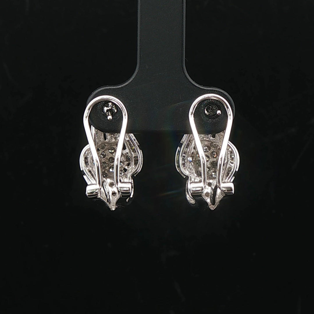 10k White Gold and 0.40cttw Diamond Ladies Huggie Earrings