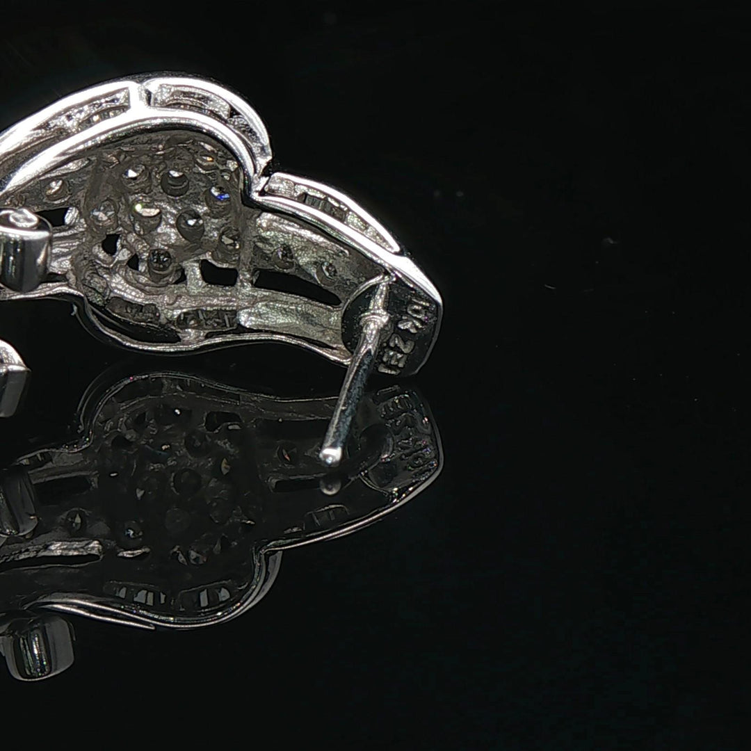 10k White Gold and 0.40cttw Diamond Ladies Huggie Earrings