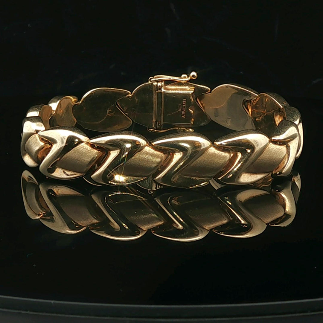 14k Yellow Gold 20g Ladies 12mm Fancy Link Bracelet Italy 7"