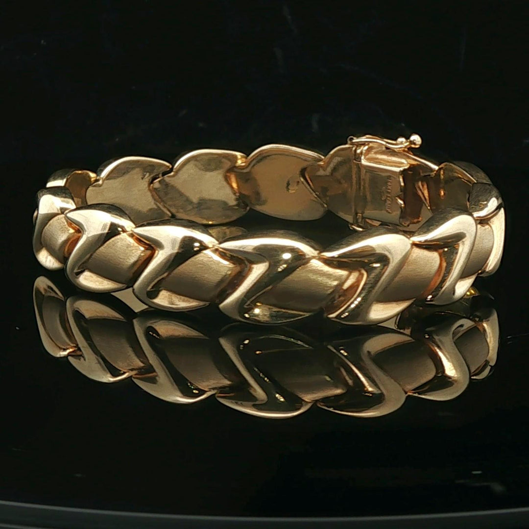 14k Yellow Gold 20g Ladies 12mm Fancy Link Bracelet Italy 7"