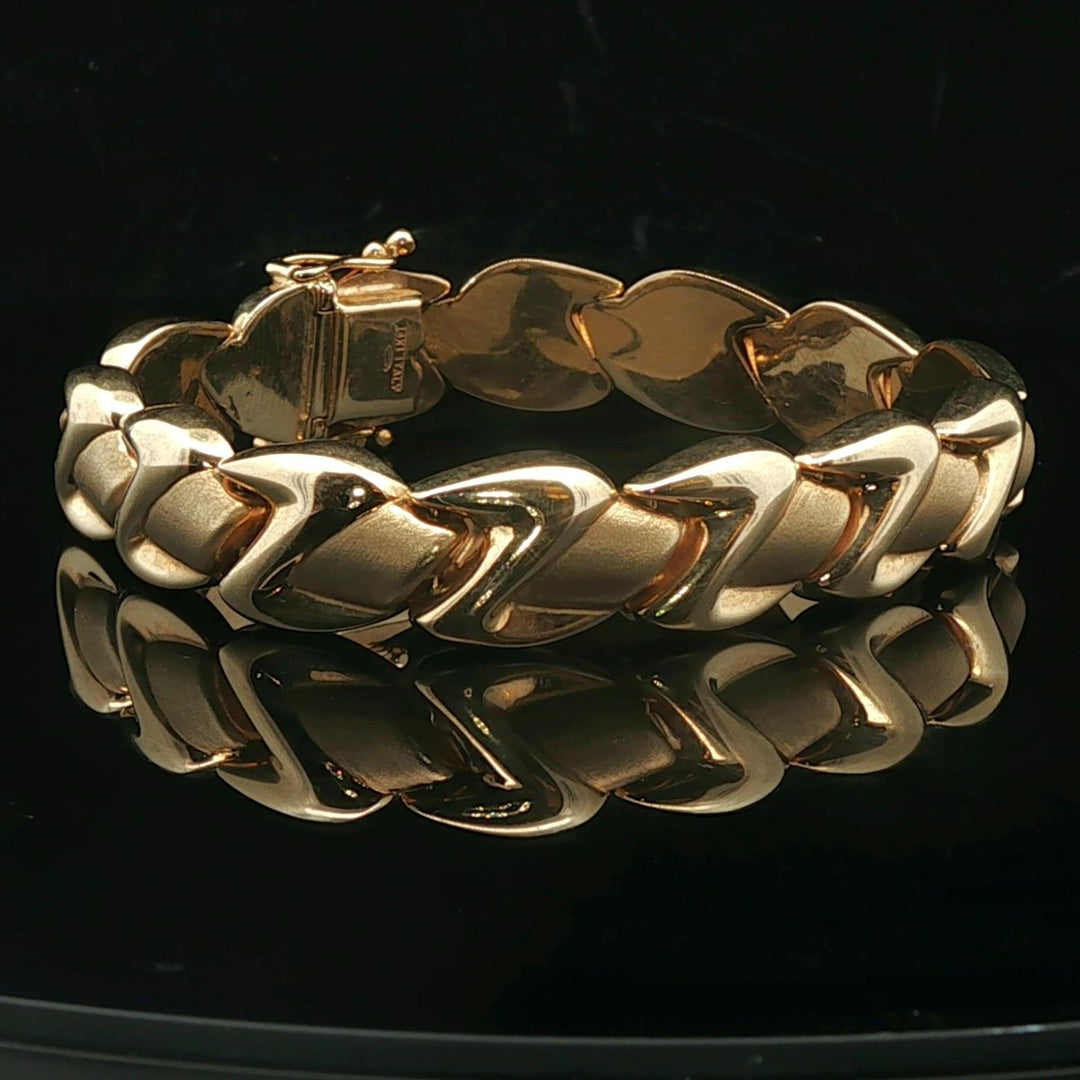 14k Yellow Gold 20g Ladies 12mm Fancy Link Bracelet Italy 7"