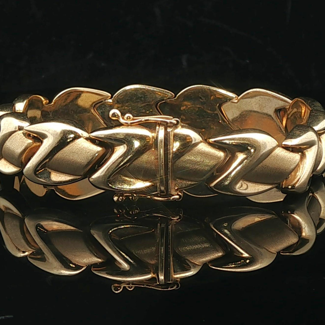 14k Yellow Gold 20g Ladies 12mm Fancy Link Bracelet Italy 7"