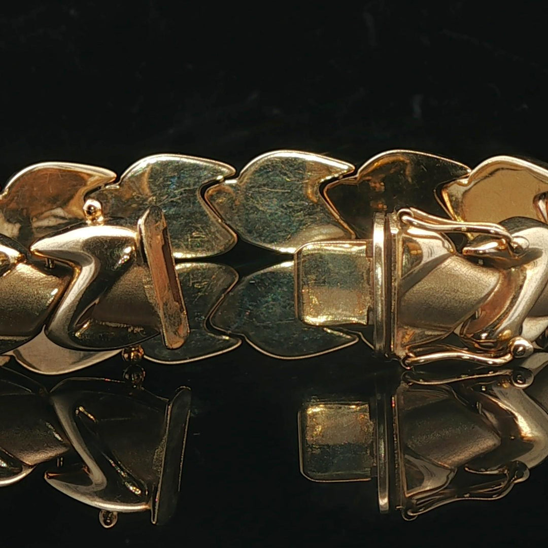 14k Yellow Gold 20g Ladies 12mm Fancy Link Bracelet Italy 7"