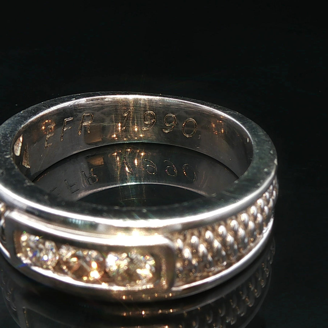 14k White Gold and 0.50cttw Three Diamond Band Ring Size 8.5