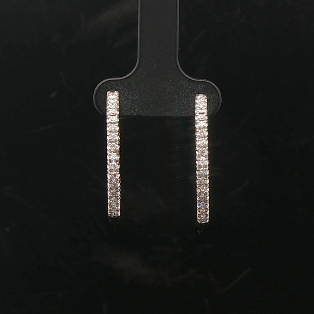 18k White Gold and 1cttw Diamond Inside Out Hoop Earrings Italy 1"