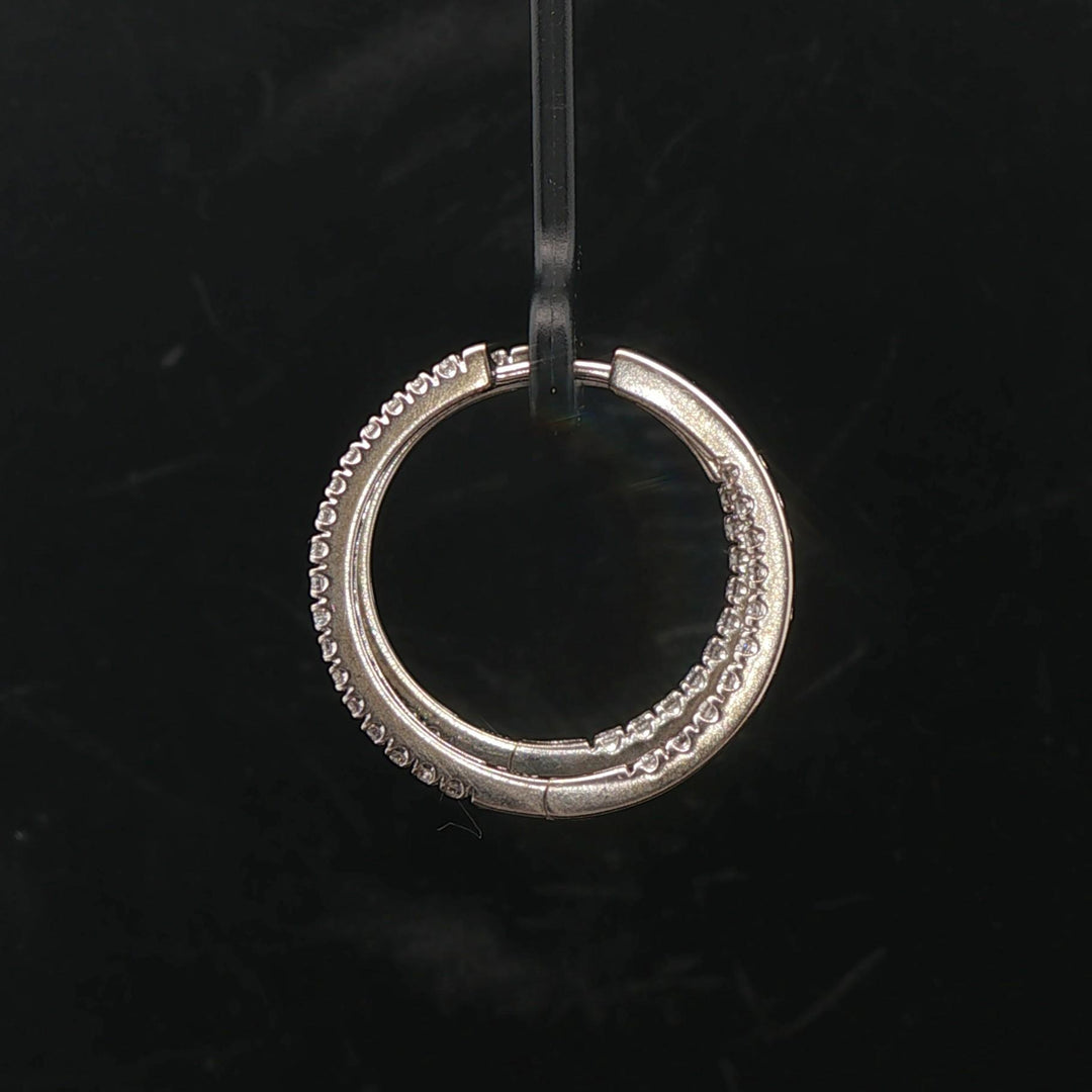 18k White Gold and 1cttw Diamond Inside Out Hoop Earrings Italy 1"