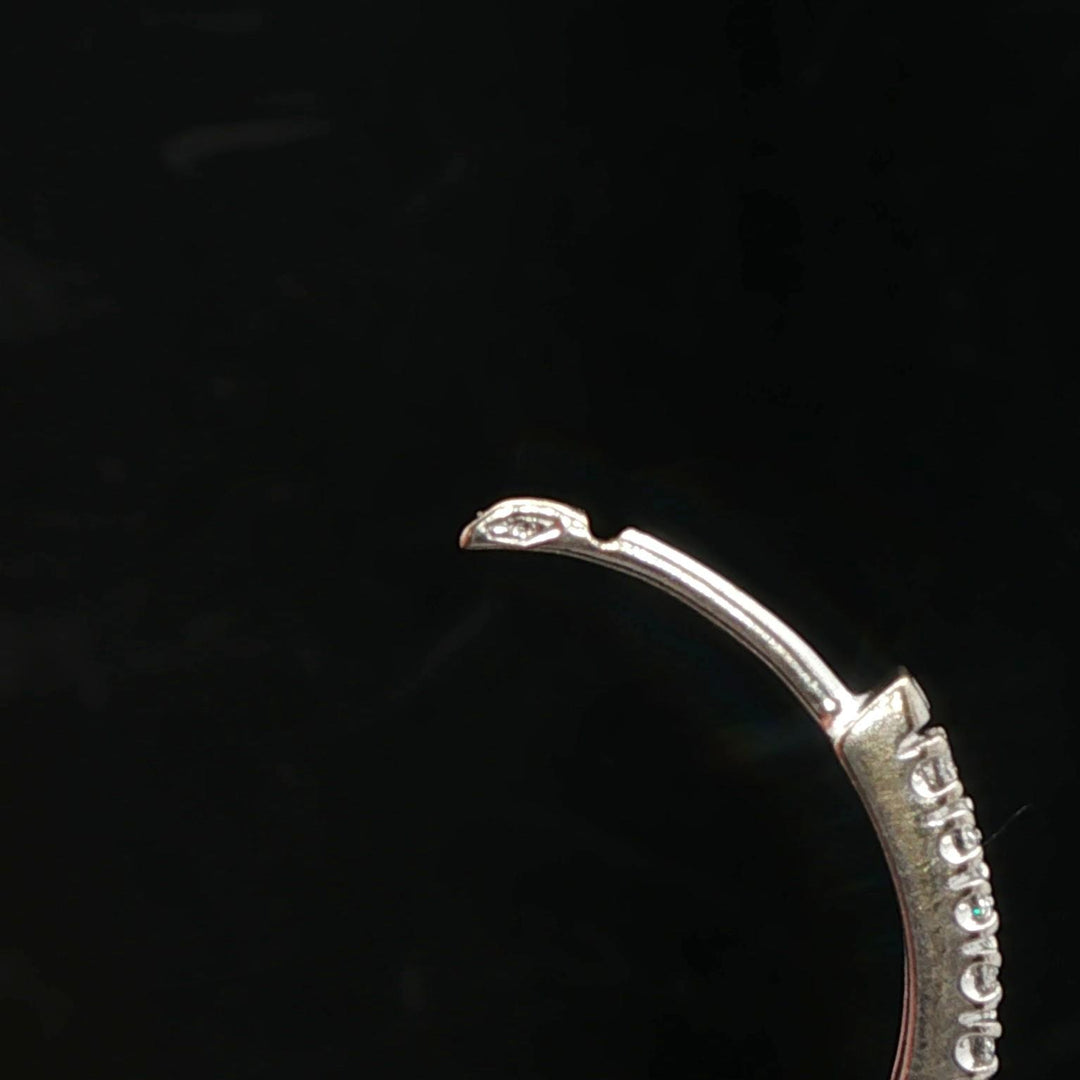 18k White Gold and 1cttw Diamond Inside Out Hoop Earrings Italy 1"