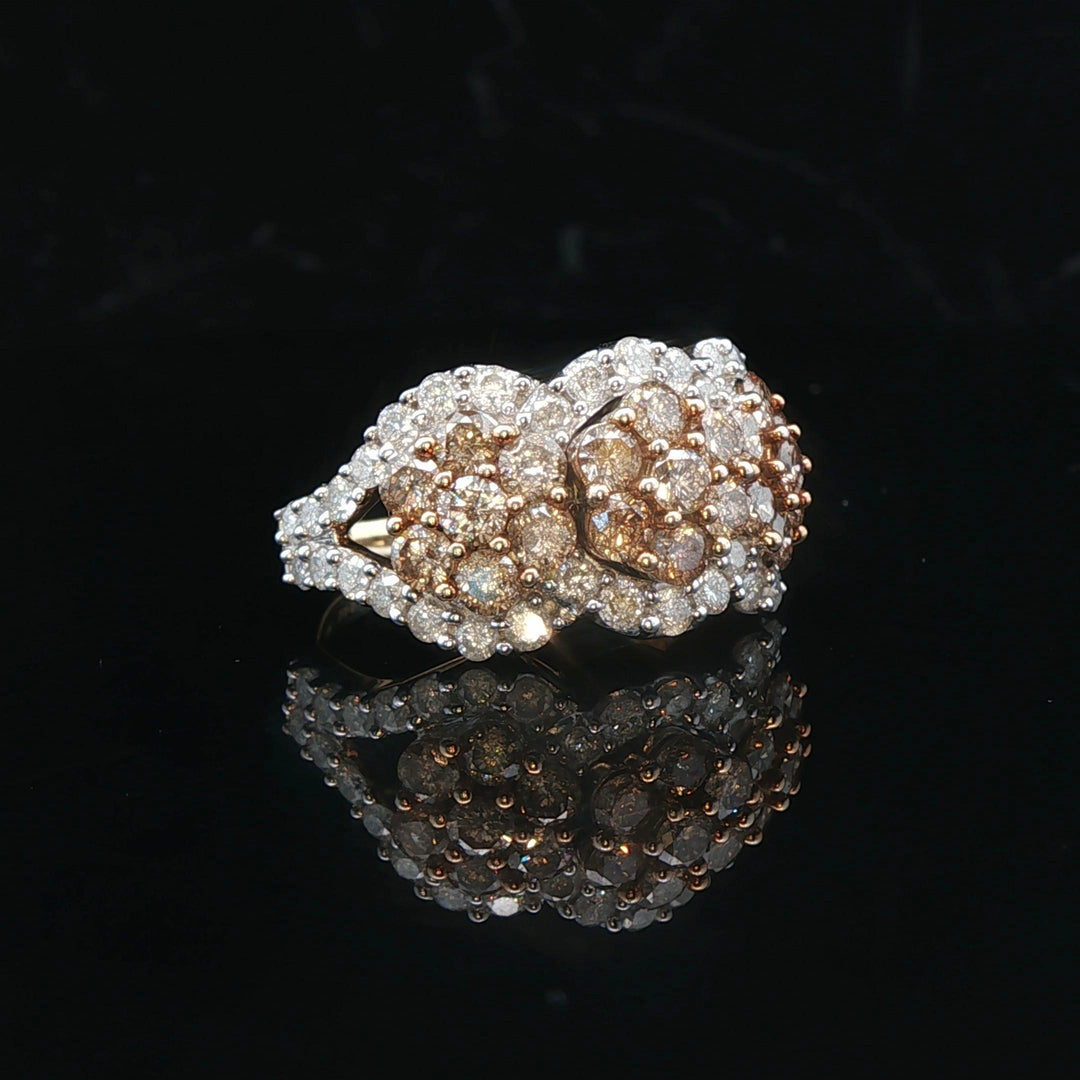 10k Yellow Gold 3cttw Chocolate and White Diamond Ring Size 7