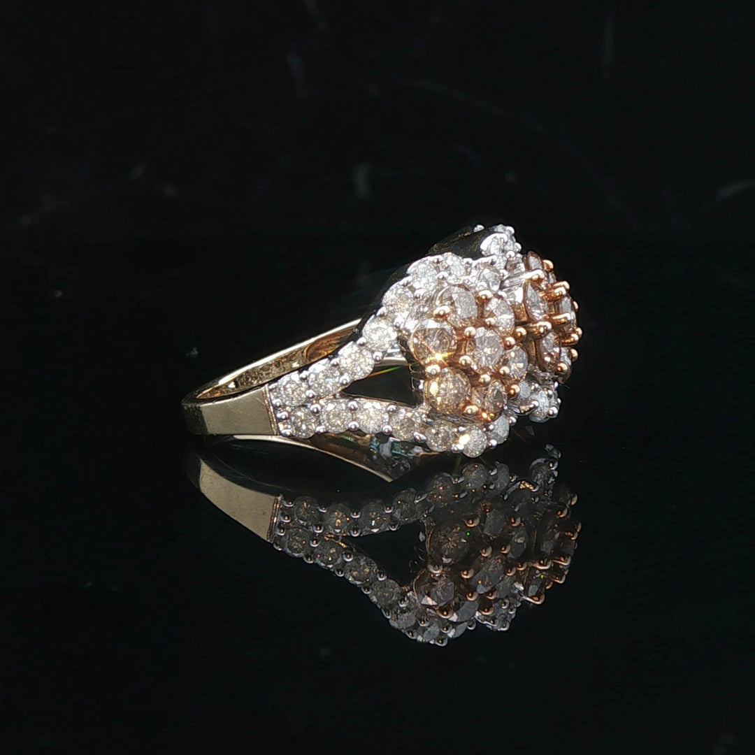 10k Yellow Gold 3cttw Chocolate and White Diamond Ring Size 7