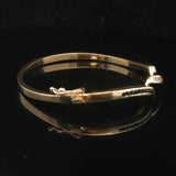 14k Yellow Gold Blue Sapphire and Diamond 15.6g Bangle Bracelet 6.5"