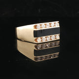 14k Yellow Gold Onyx and 0.50cttw Diamond Solid Men's Ring Size 11