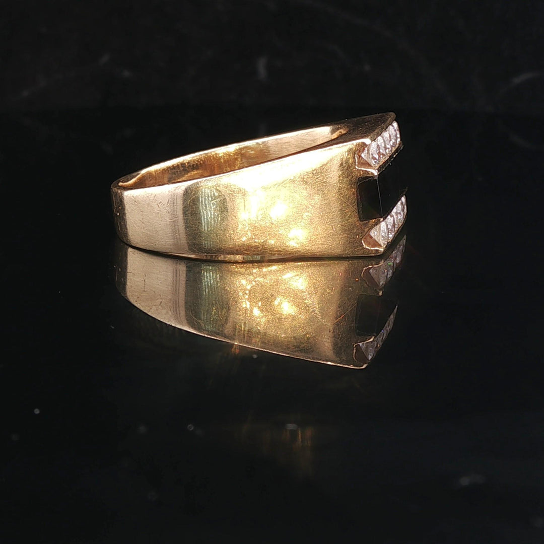 14k Yellow Gold Onyx and 0.50cttw Diamond Solid Men's Ring Size 11