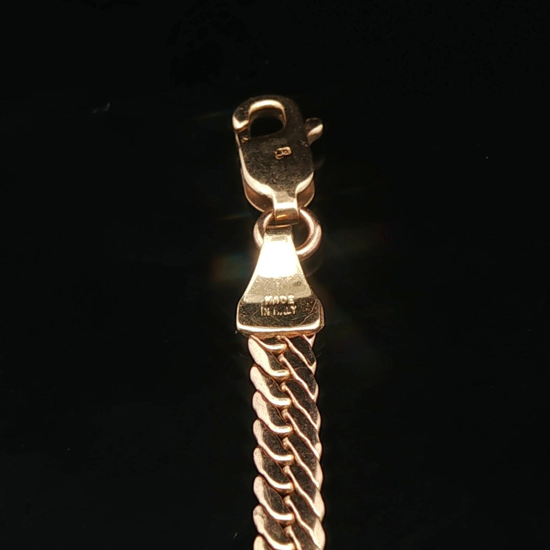 14k Yellow Gold and 1cttw Diamond Bar Flattened Curb Link Bracelet Italy 6.25"