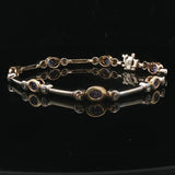 14k Yellow and White Gold Bezel Set Tanzanite and Diamond Bar Link Bracelet 7"