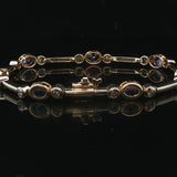 14k Yellow and White Gold Bezel Set Tanzanite and Diamond Bar Link Bracelet 7"