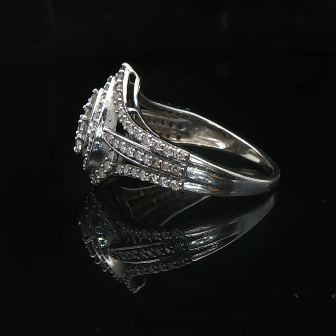 10k White Gold and 1.5cttw Diamond Pear Shape Halo Ring Size 8.5
