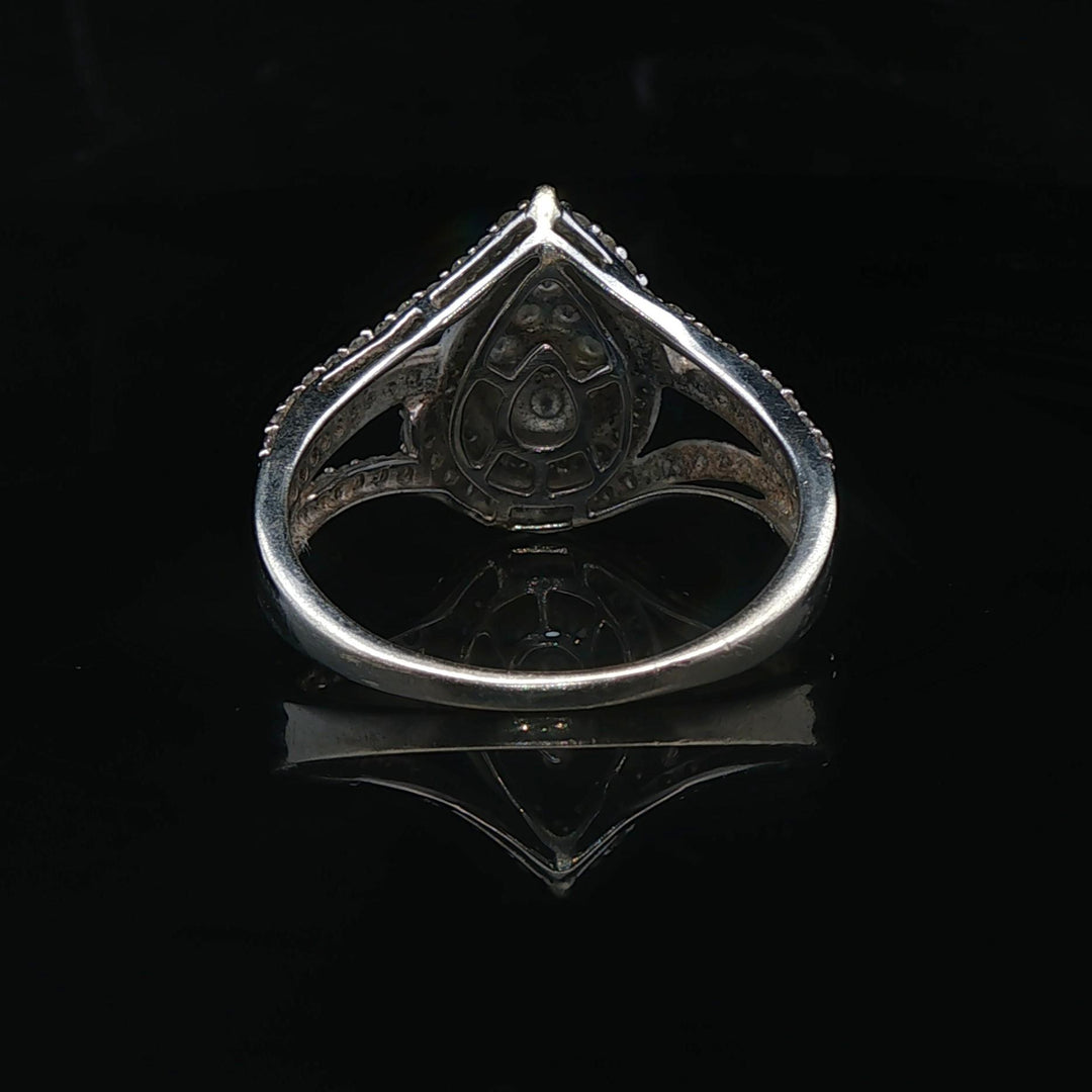 10k White Gold and 1.5cttw Diamond Pear Shape Halo Ring Size 8.5