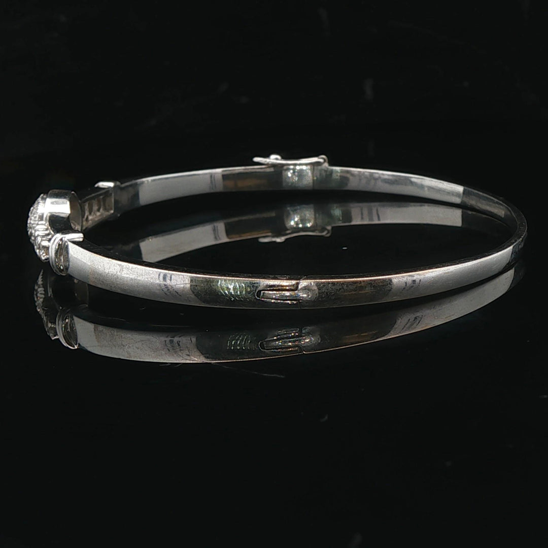 14k White Gold and 0.50cttw Diamond Solid Vintage Bangle Bracelet 6.5"