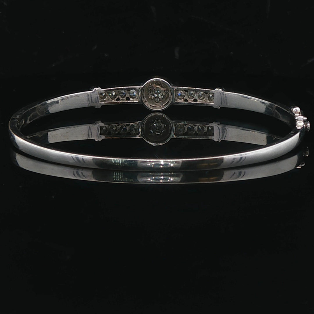 14k White Gold and 0.50cttw Diamond Solid Vintage Bangle Bracelet 6.5"