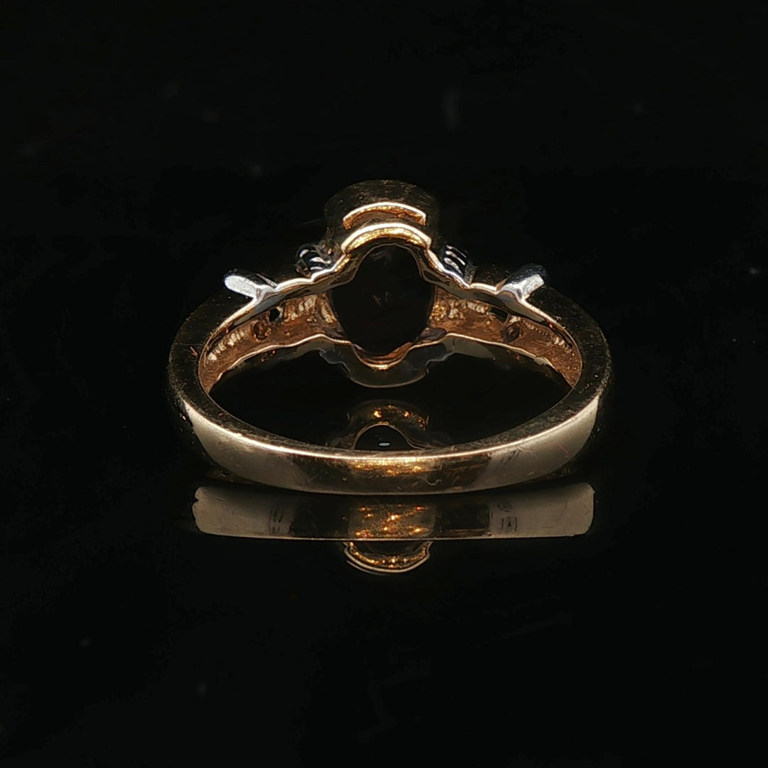 14k Yellow and White Gold Amethyst and Diamond Ladies Ring Size 8