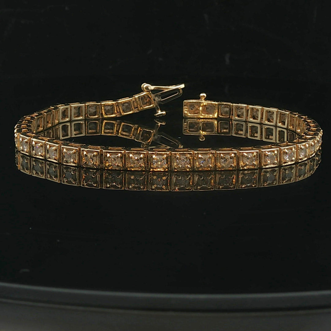 14k Yellow Gold and 2cttw Diamond Squared Tennis Bracelet