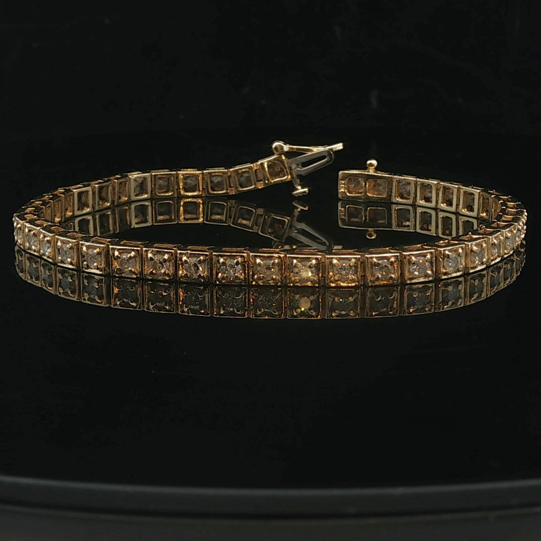 14k Yellow Gold and 2cttw Diamond Squared Tennis Bracelet