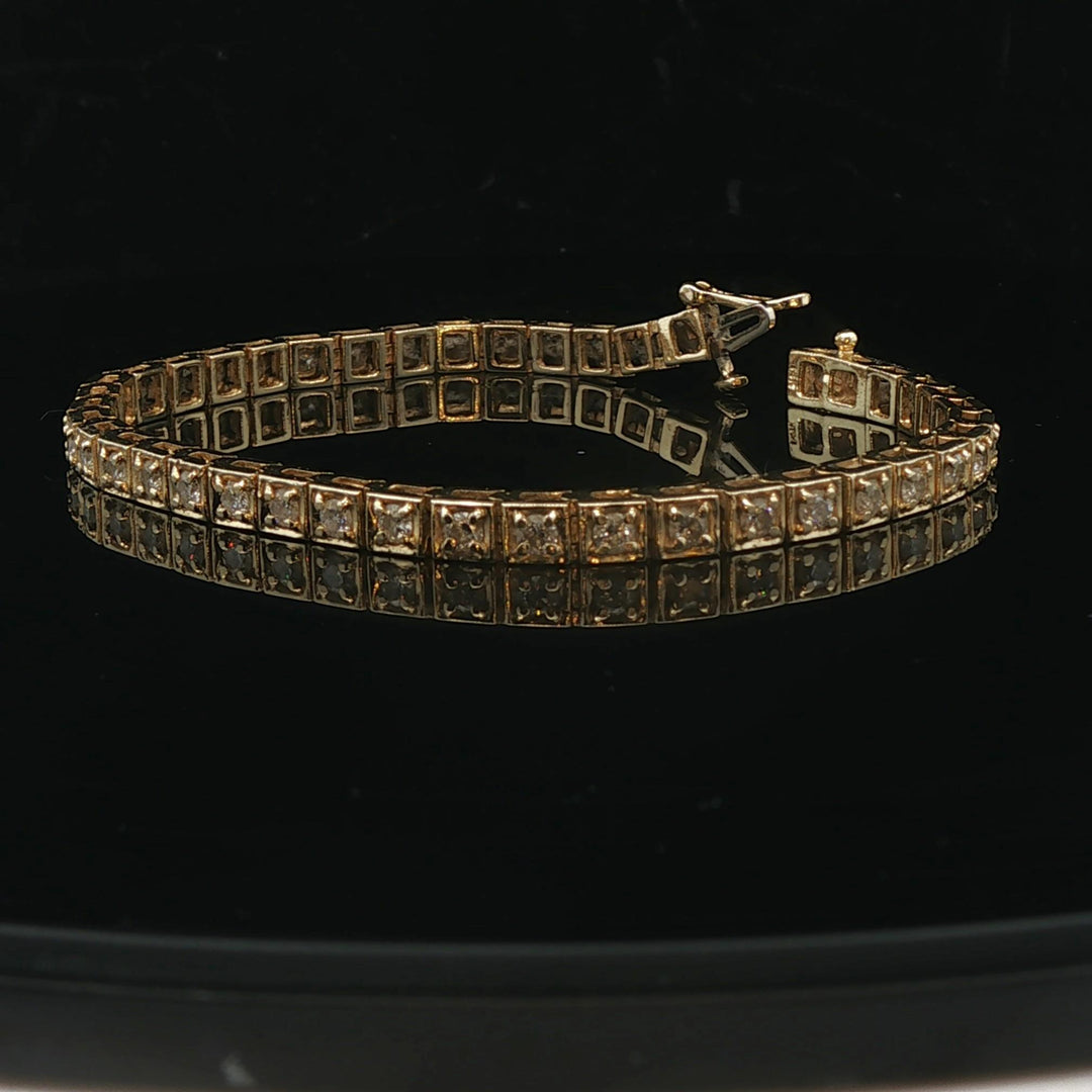 14k Yellow Gold and 2cttw Diamond Squared Tennis Bracelet