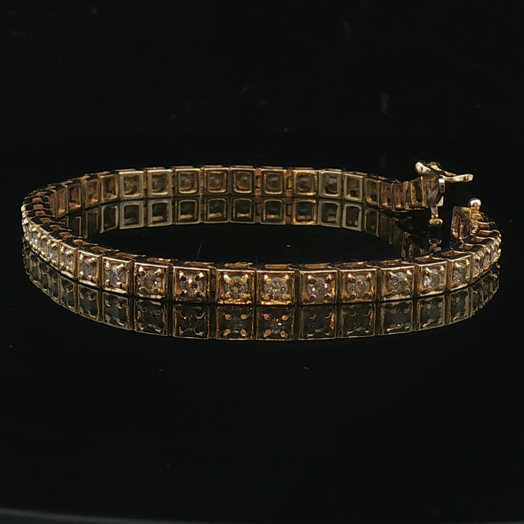 14k Yellow Gold and 2cttw Diamond Squared Tennis Bracelet