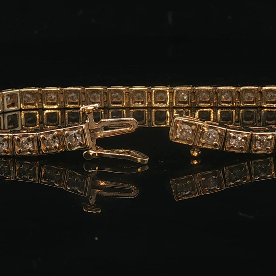 14k Yellow Gold and 2cttw Diamond Squared Tennis Bracelet