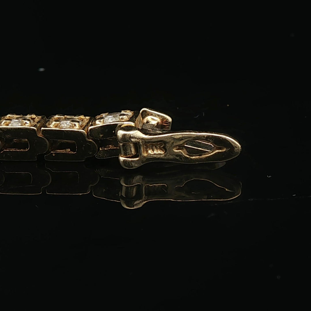 14k Yellow Gold and 2cttw Diamond Squared Tennis Bracelet