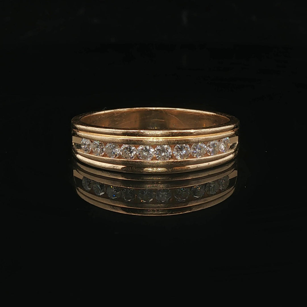 14k Yellow Gold and 0.50cttw Channel Set Diamond Men's Band Ring Size 11.5