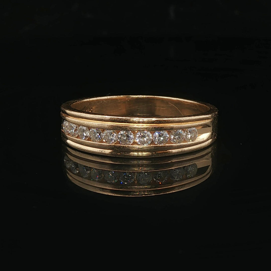 14k Yellow Gold and 0.50cttw Channel Set Diamond Men's Band Ring Size 11.5
