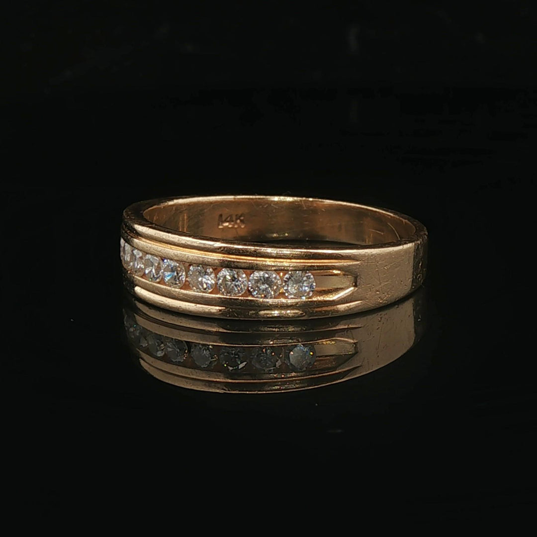 14k Yellow Gold and 0.50cttw Channel Set Diamond Men's Band Ring Size 11.5