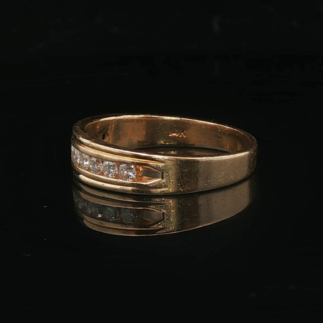 14k Yellow Gold and 0.50cttw Channel Set Diamond Men's Band Ring Size 11.5