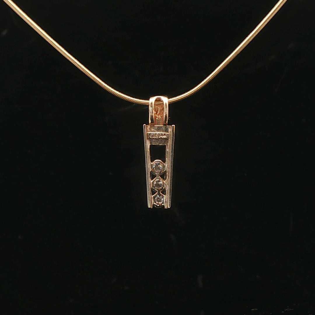 14k Yellow and White Gold 0.25cttw Diamond Slide Pendant Snake Link Necklace 16"
