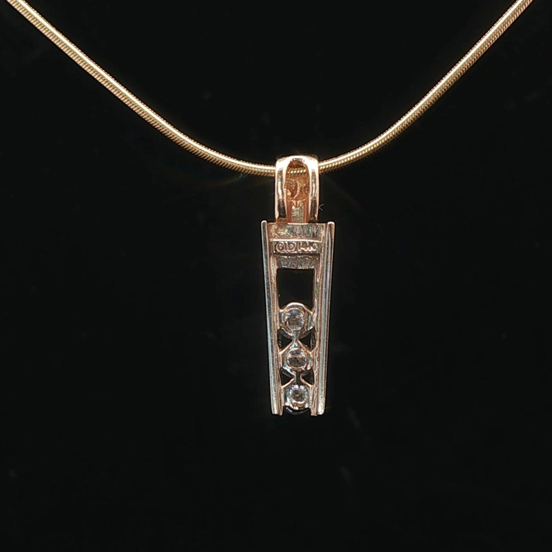 14k Yellow and White Gold 0.25cttw Diamond Slide Pendant Snake Link Necklace 16"