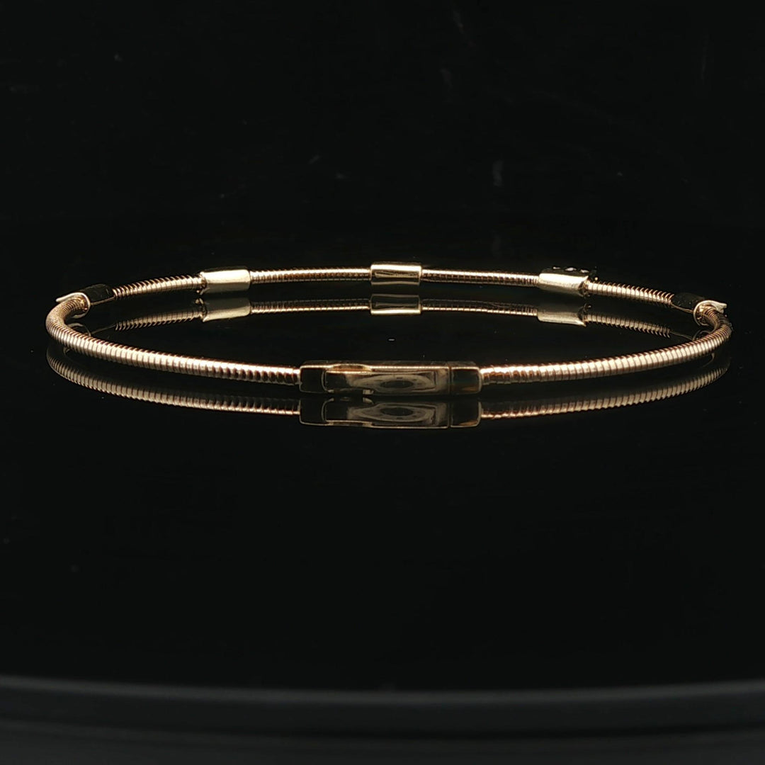 14k Yellow Gold and 0.25cttw Diamond Station Flex Bangle Bracelet 6.75"