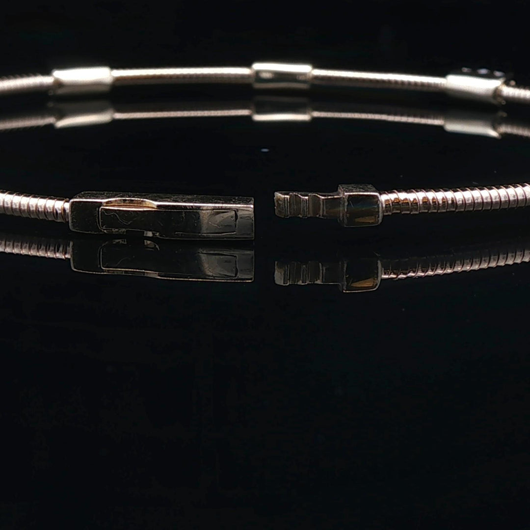 14k Yellow Gold and 0.25cttw Diamond Station Flex Bangle Bracelet 6.75"