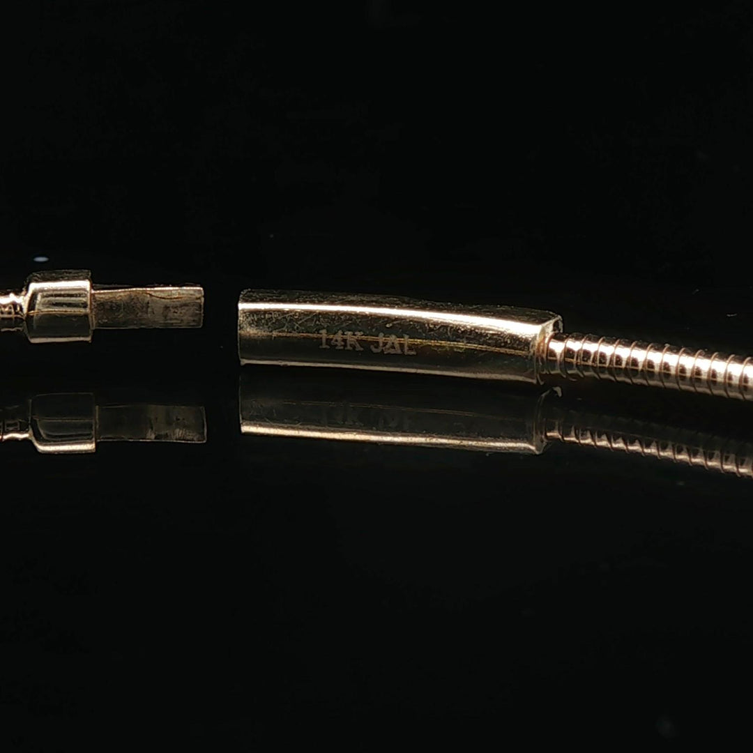 14k Yellow Gold and 0.25cttw Diamond Station Flex Bangle Bracelet 6.75"