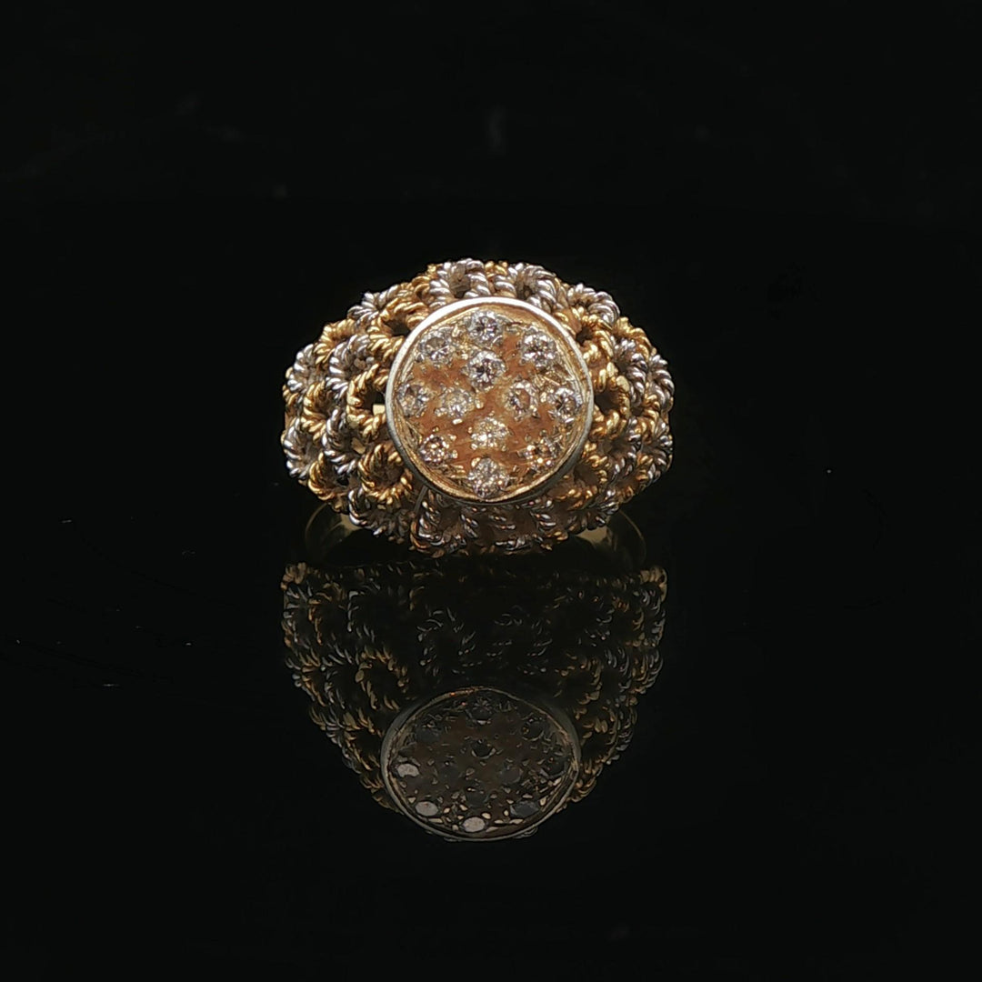 18k Yellow and White Gold 0.25cttw Diamond Vintage Ladies Ring Size 5.5