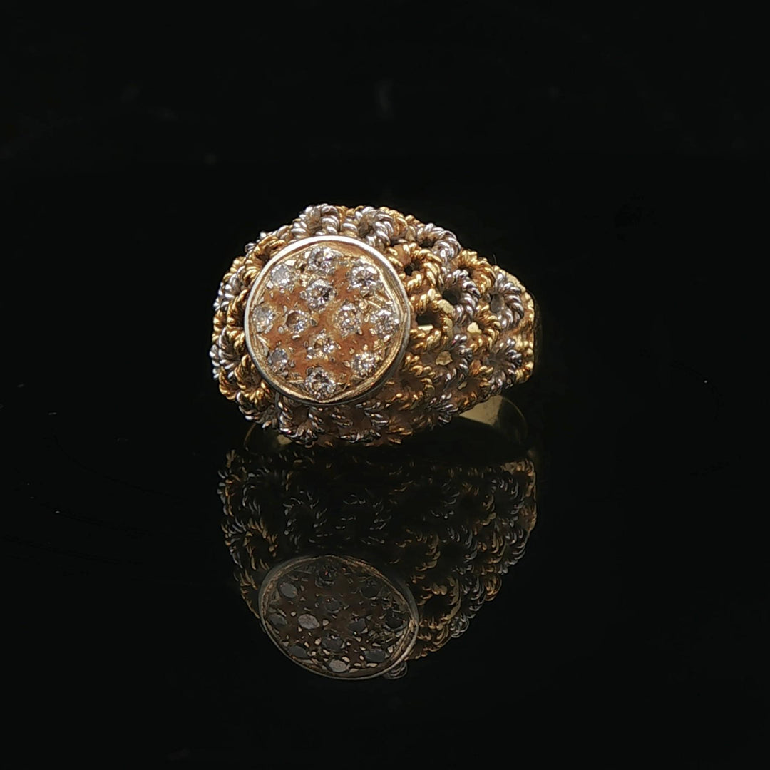 18k Yellow and White Gold 0.25cttw Diamond Vintage Ladies Ring Size 5.5